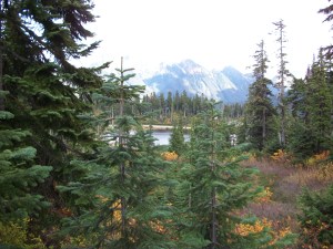 Lake in mountain setting