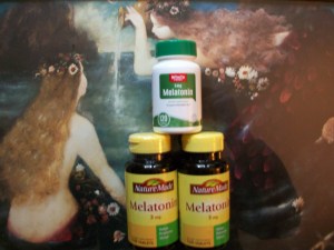 Melatonin bottles surrounded by mermaids